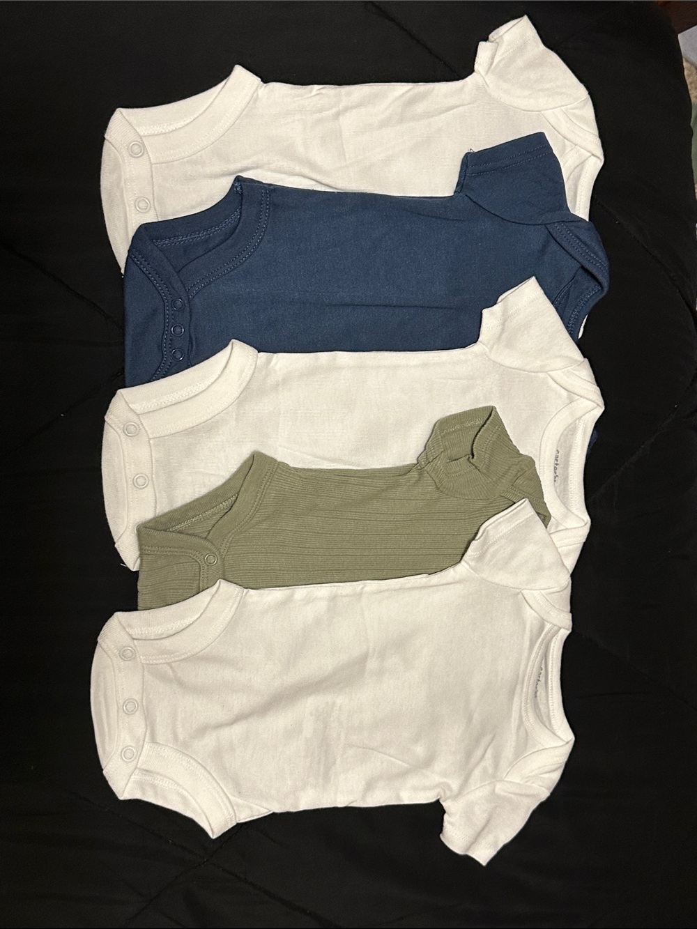 Carter's White, Navy Blue and Olive Baby One-Piece Bodysuits